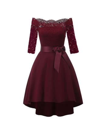 3/4 Sleeve Lace Ball Gown Wedding Bridal Dovetail Vintage Dress CD1613-1