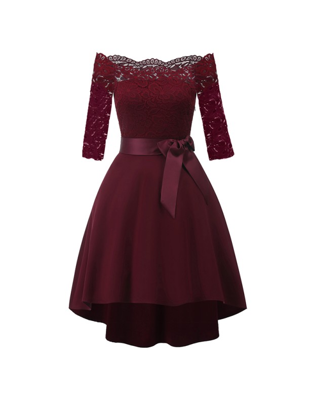 3/4 Sleeve Lace Ball Gown Wedding Bridal Dovetail Vintage Dress CD1613-1