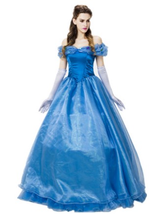 2016 Blue Adult Cinderella Cosplay Costume