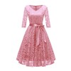 Ladies Casual Long-Sleeve Wedding Guest V-Collar Lace Girl Dress CD1592-1