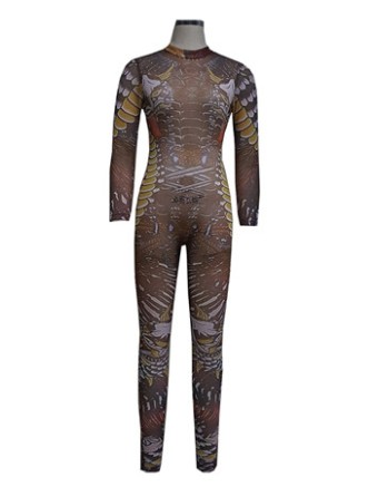 Elastic Printed High Collar Woman Sexy Bodycon Jumpsuit