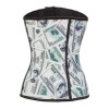 Dollar Print 9 Steel Boned Latex Waist Cincher  M1303J