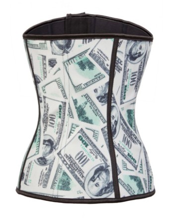 Dollar Print 9 Steel Boned Latex Waist Cincher  M1303J