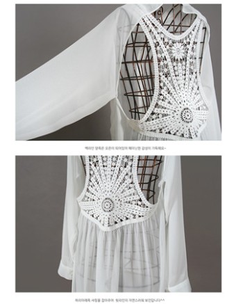 White floral embroidery beachwear M5317