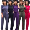 Women fashion soild color long sleeve loose causal jumpsuit m8303