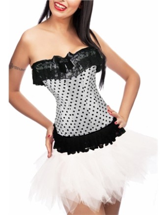sexy white polka dot corset with bubble skirt m1808d