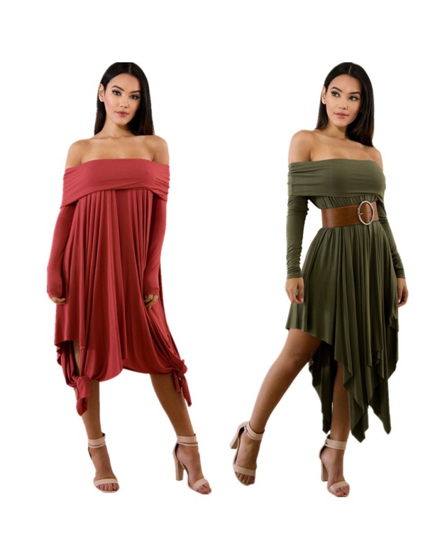 Summer Bohemian White Irregular Beach Dress 8206