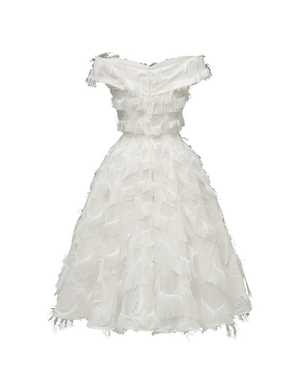 Feather Tassel Sexy Night One Shoulder Wedding Bridal Dresses CD1705