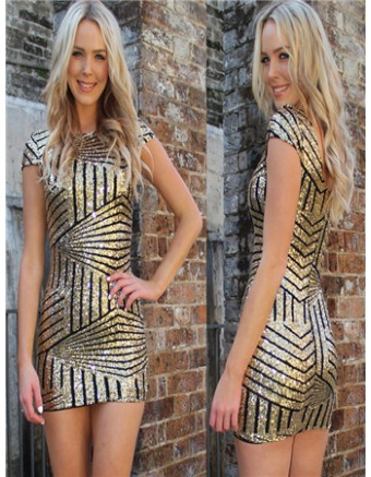 Sexy gold sequin dress M30102a