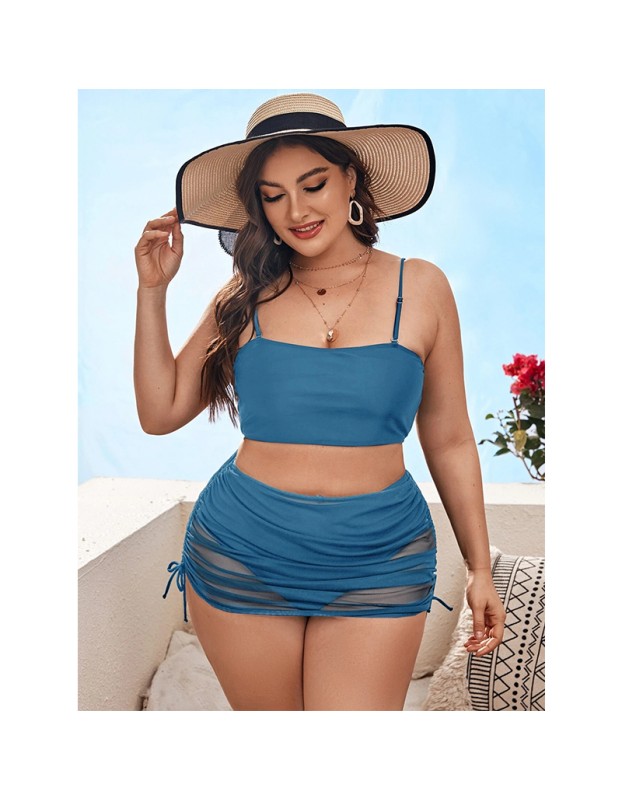 Sexy Fat Women Three Piece Plus Size Bikini Bathing Suit Beachwear Swimwear 495