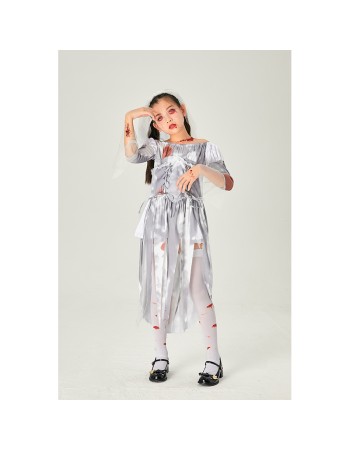 Ghost Child Costume Bride Gauze Halloween Girl Cosplay Vampire Dress SM032A