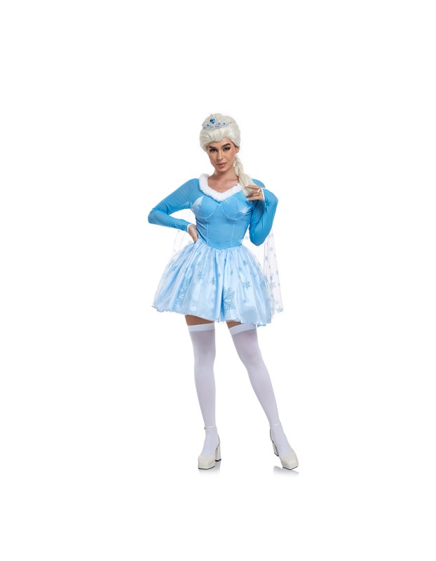 Princess Cosplay Aisha Dress Frozen Long Sleeve Winter Snow Scene Costume DL2059