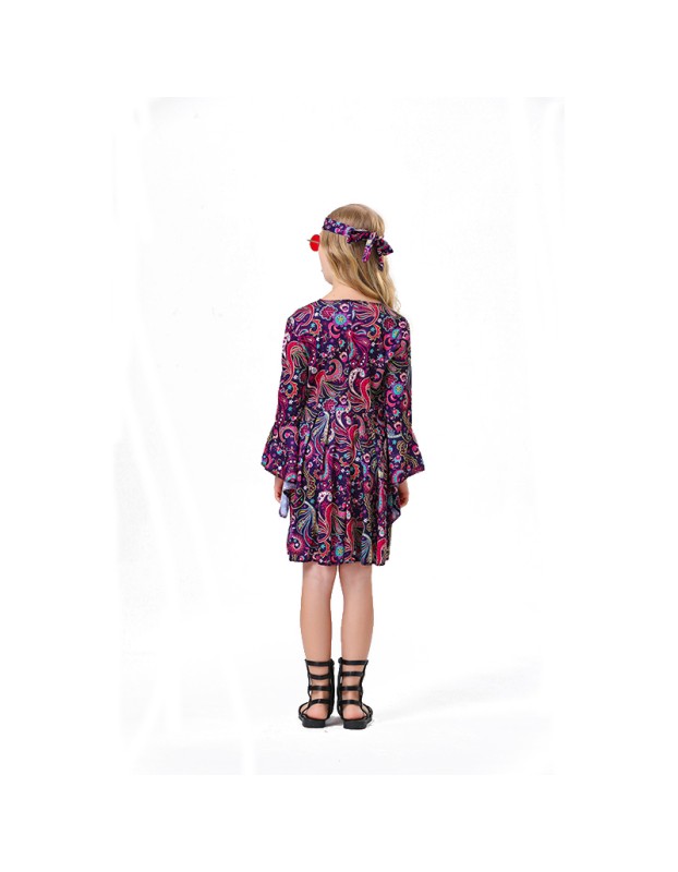 Carnival Children Vintage Hippie Disco Costume Cosplay Costume Purple Skirt YM5819