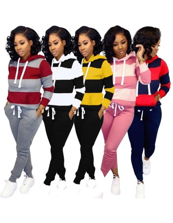 Autumn Winter Thick and fluffy Hoodied Women's set Tracksuit m6005