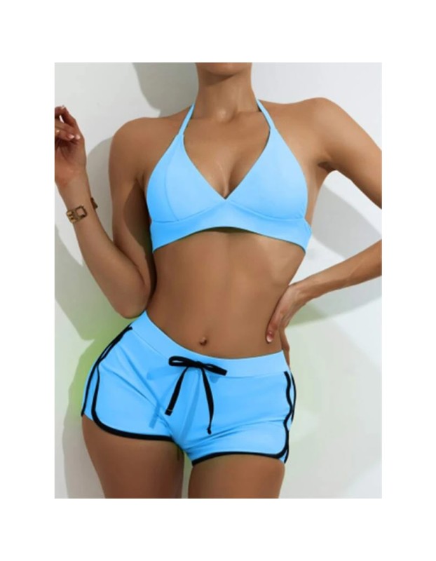 Solid Color Sport Beach Bikini Ladies Bikini Set Swimming Shorts Sexy Swimsuits S219