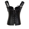 Black Faux Leather Lace Up Corset m1421