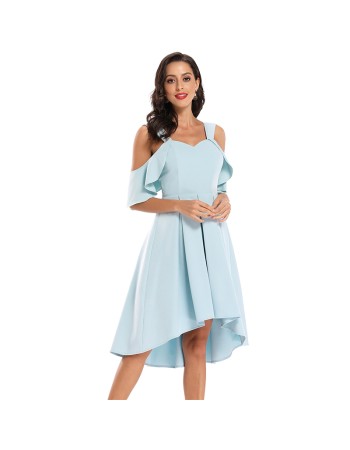 Sling Butterfly Sleeves Wedding Party Women Satin Club Dresses CD1731