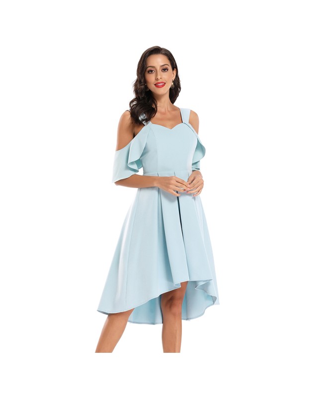 Sling Butterfly Sleeves Wedding Party Women Satin Club Dresses CD1731