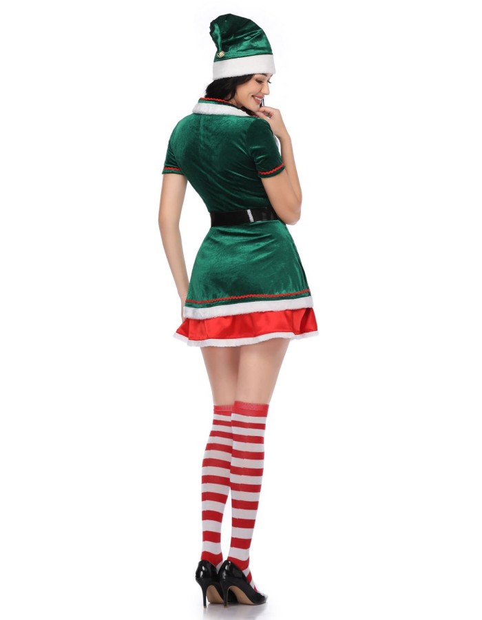 Lovely Green Plus Size Xmas Santa Claus Elf Helpers Costume M21947