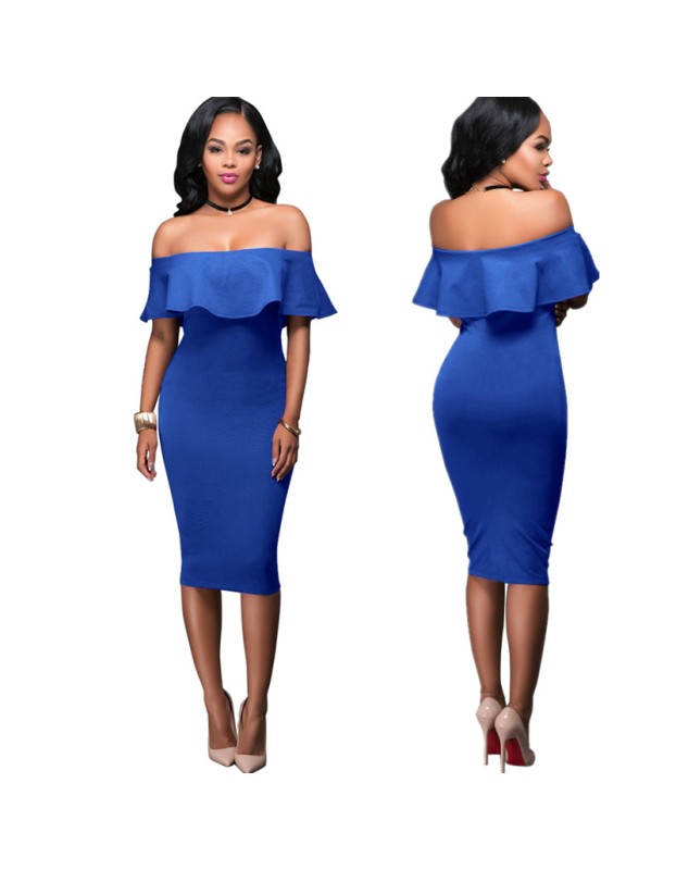 Off-shoulder Women Ruffle Dress M81092