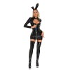 Zipper Bodysuit High Elastic Leather Jumpsuit PU Bright Light Nightclub Tights XX6902