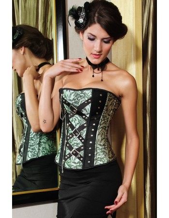 Classic Jacquard Corset with Rivets and Chain