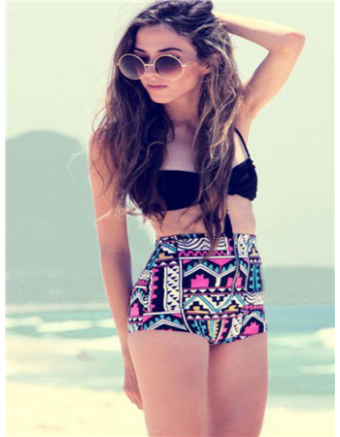 Geometric Strapped High Waist Bikini M5380