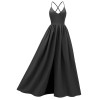 Sexy Backless Cross Slip Black Maxi Dresses Women Lady Elegant CD1686