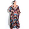 5XL 6XL Lady Elegant Sexy V Neck Floral Print Bandage Long Maxi Dress M9026