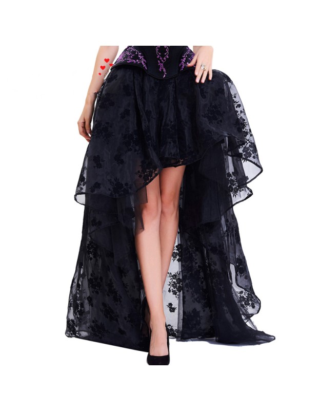 Black Fluffy Tulle Steampunk Skirt m31693
