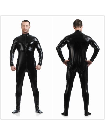 Mens Sexy Leather Metallic Zentai Suit M7328