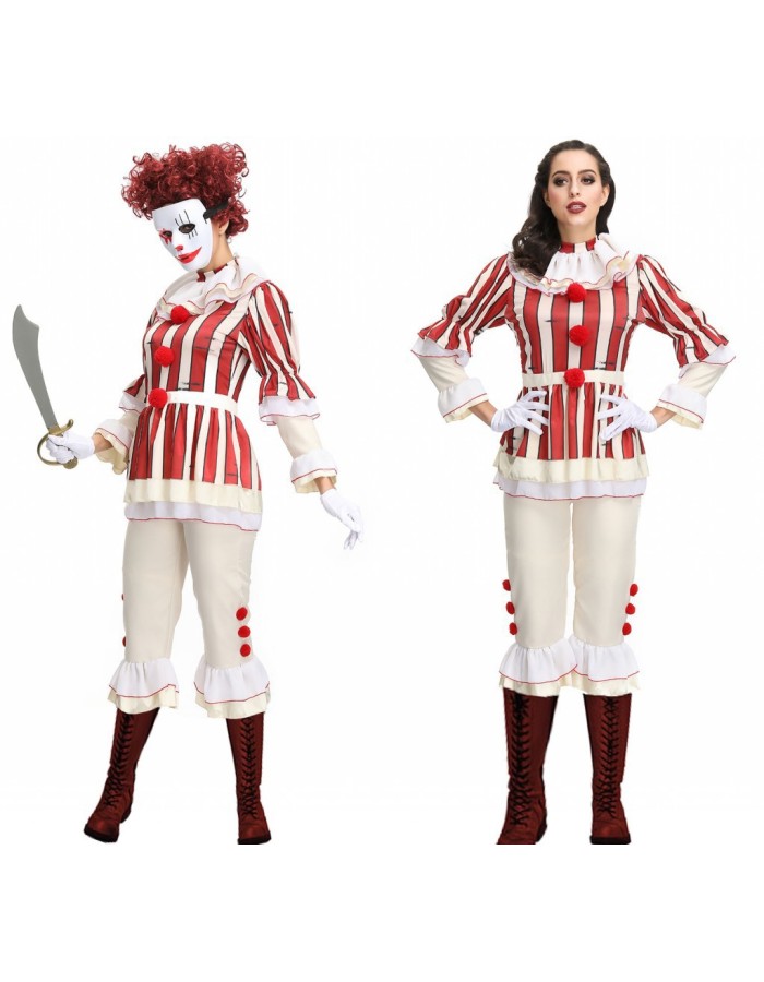 Halloween Women Role Play Cosplay Killer Clown Outfit Suit M40665
