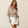 Long Sleeve Knitted Sexy Pull Over V-Neck Short Top Sweater LQ152