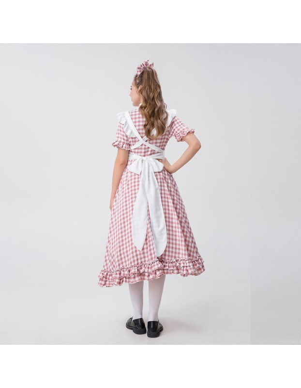 Halloween Farm Checked Lace Oktoberfest Costume Maid Master Dress YM0925