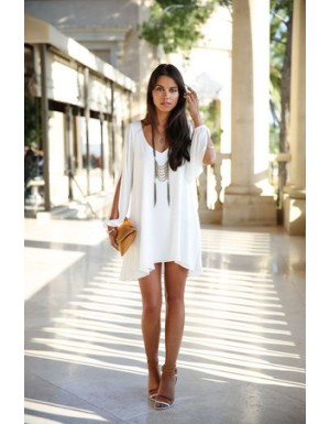 White Loose Party Dress M3882a