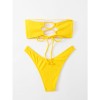 Solid Color Swimwear Swimsuit Strap Split Sexy Bikini Set A2204