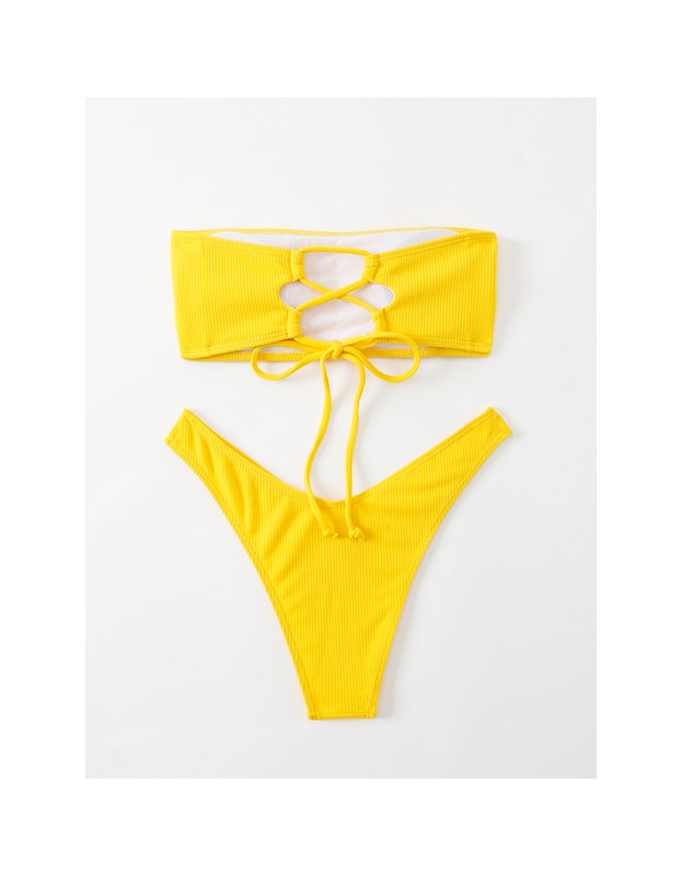 Solid Color Swimwear Swimsuit Strap Split Sexy Bikini Set A2204