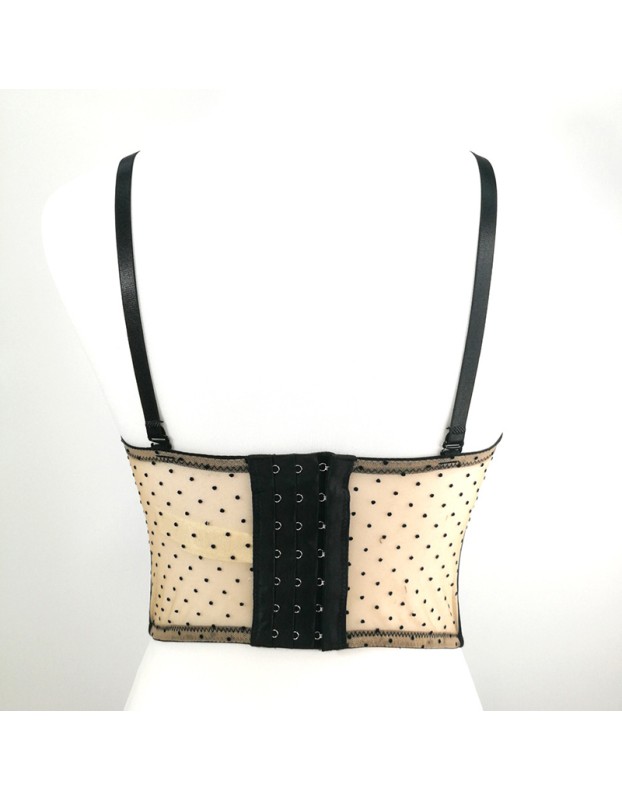Polka Dot Lace Embroidery Sexy Women Chest Wrap Translucent Top KN8262