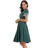 Color Contrast Dark Green Tuck Your Waist And Look Thin Dress Lady CD1769