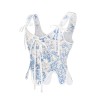 Retro Porcelain After Lacing Corset Fishbone Vest Crop Spice Girl Corset Top AM22097