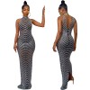 See Through Women Sexy Backless Hot Diamond Elegant Party Dress X5259