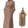 Muslim Elegant And Soft Chiffon Long Dress Waistband Double Layer Dress 21458