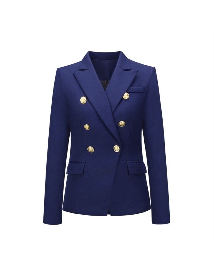 Short Suit Jacket Double Breasted Top Coat Solid Color Women Blazer H2013