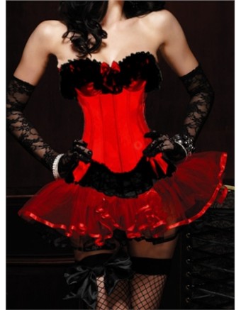 sexy red lace corset with lace skirt m1816c