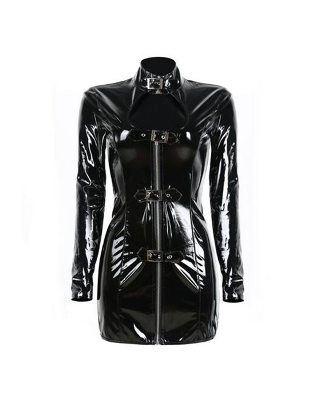 Instyle Sexy Woman Open Leather Tight Dress M7276
