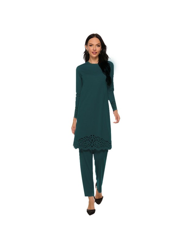 Middle Eastern Muslim Ensemble Abaya Burn Two Piece Plus Size Outfit Dresses 21230