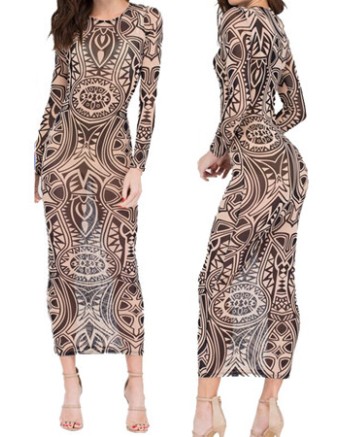 Newest Vintage Print Midi Dress M30130
