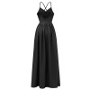 Sexy Backless Cross Slip Black Maxi Dresses Women Lady Elegant CD1686