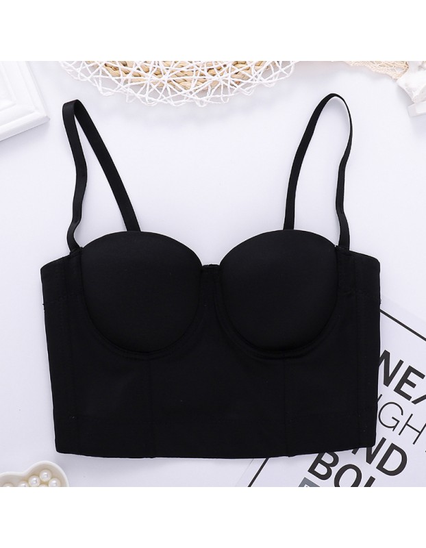Solid Color Suspender Top Women Short Style Vest Sexy Fish Bone Wipe Chest 8081