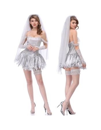 Halloween Cosplay White Bride Wedding Dress M40531